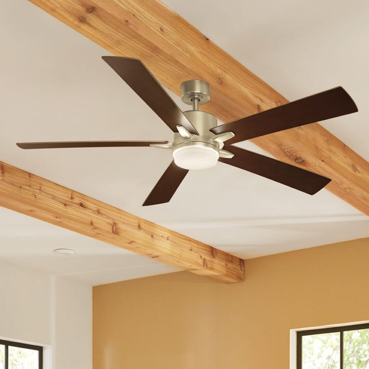 Lucian Elite XL 60 Inch Brushed Nickel LED Ceiling Fan with Wall Control - Bees Lighting