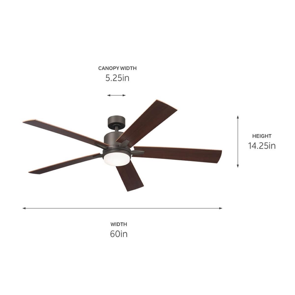 Lucian Elite XL 60 Inch Olde Bronze LED Ceiling Fan with Wall Control - Bees Lighting