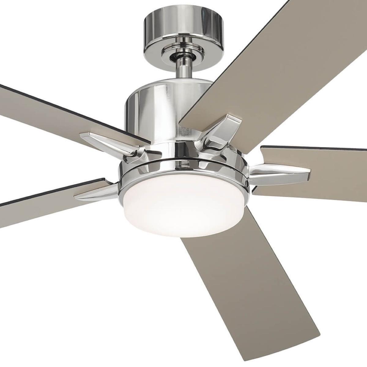 Lucian Elite XL 60 Inch Polished Nickel LED Ceiling Fan with Wall Control - Bees Lighting