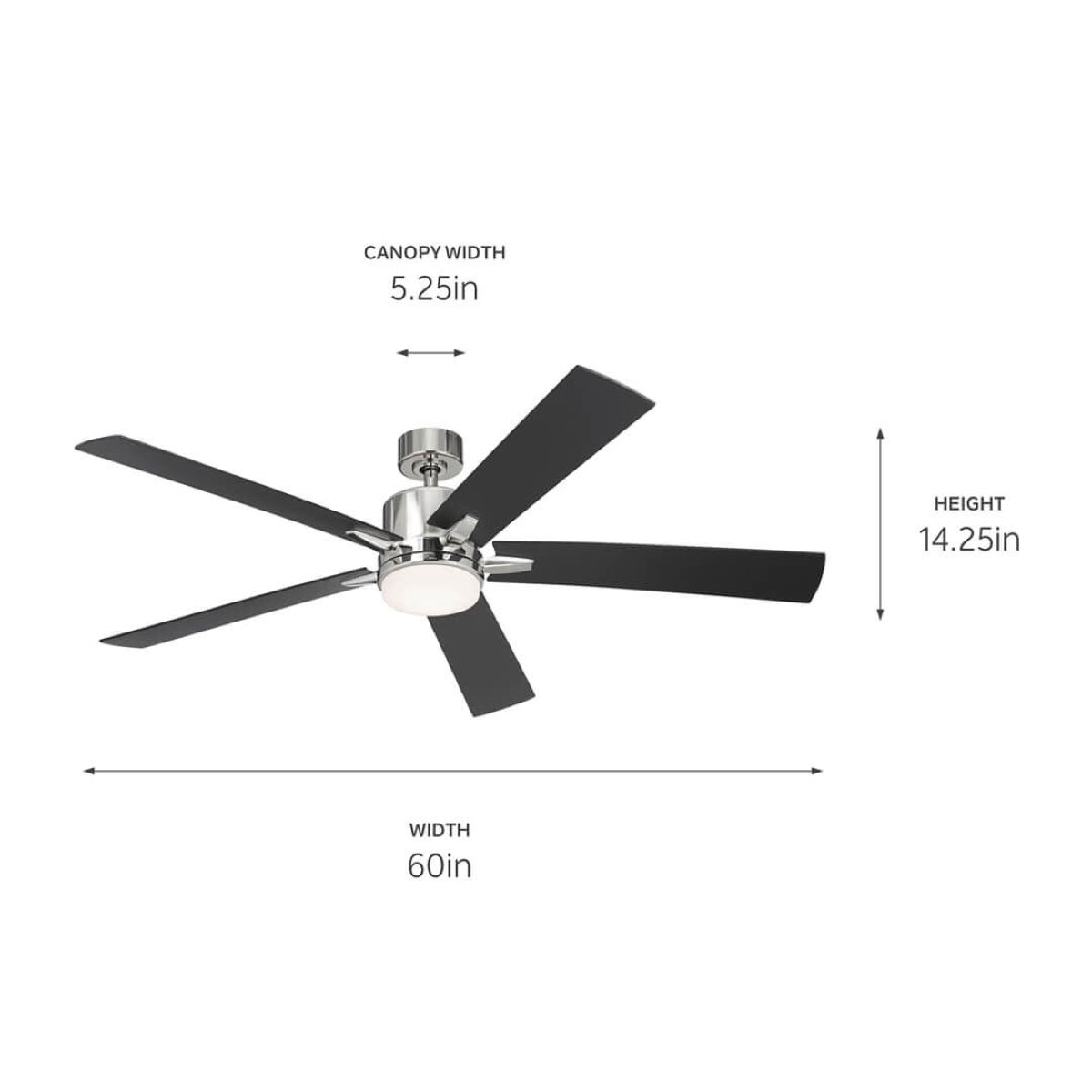 Lucian Elite XL 60 Inch Polished Nickel LED Ceiling Fan with Wall Control - Bees Lighting