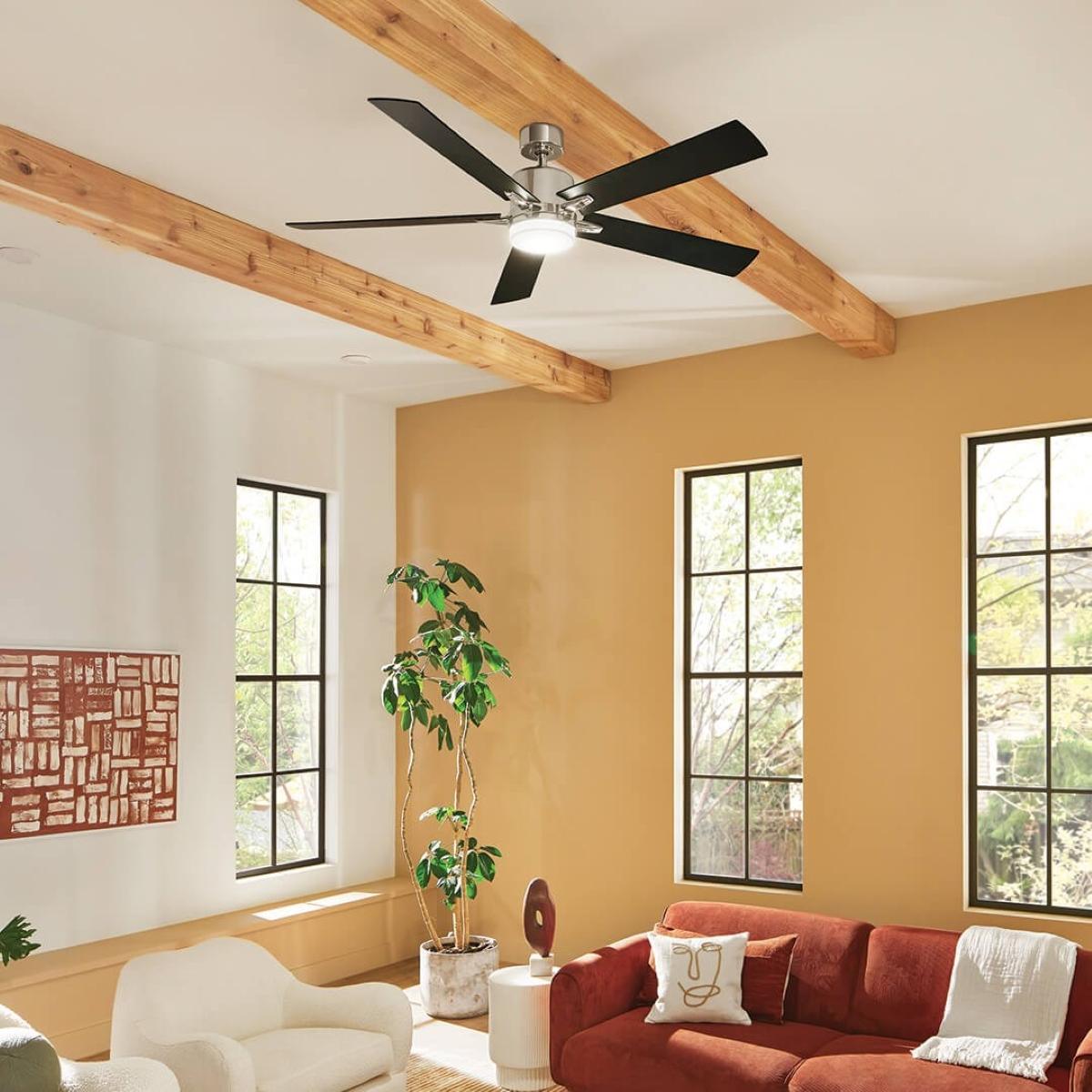 Lucian Elite XL 60 Inch Polished Nickel LED Ceiling Fan with Wall Control - Bees Lighting