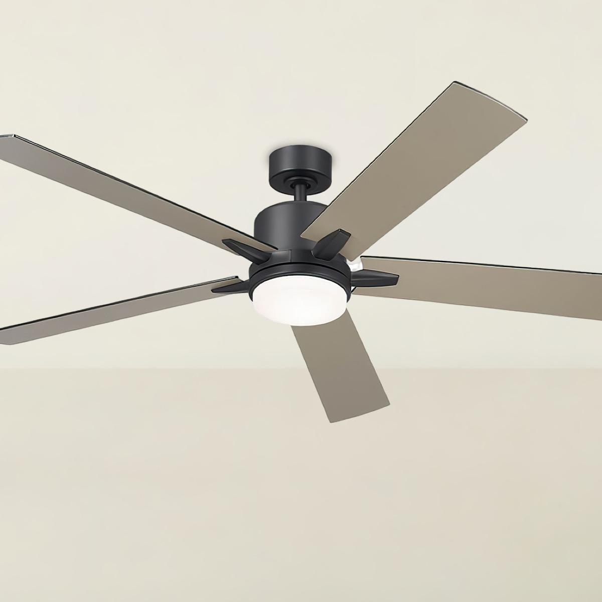 Lucian Elite XL 60 Inch Satin Black LED Ceiling Fan with Wall Control - Bees Lighting