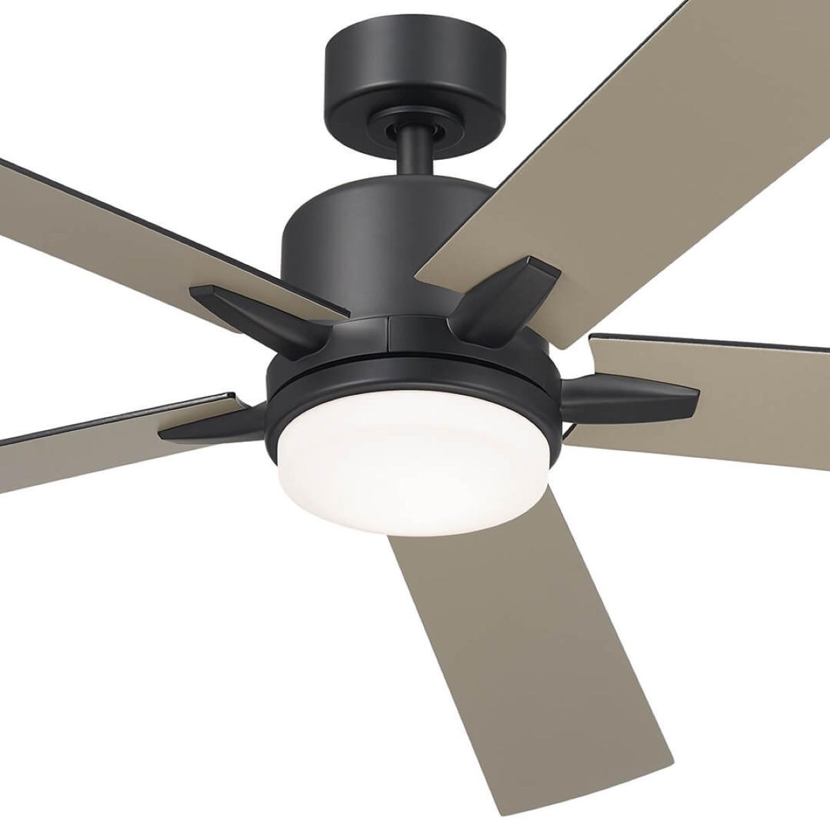 Lucian Elite XL 60 Inch Satin Black LED Ceiling Fan with Wall Control - Bees Lighting