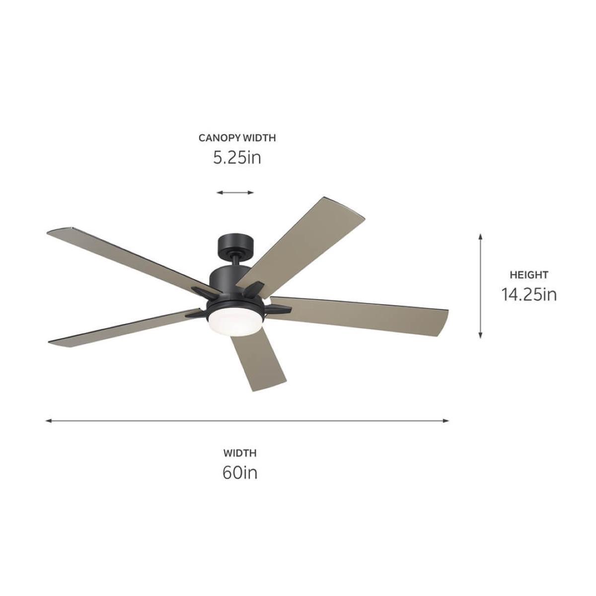 Lucian Elite XL 60 Inch Satin Black LED Ceiling Fan with Wall Control - Bees Lighting