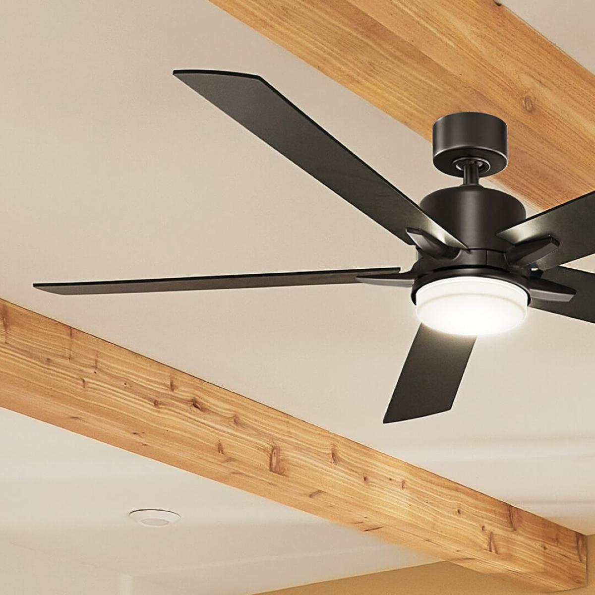 Lucian Elite XL 60 Inch Satin Black LED Ceiling Fan with Wall Control - Bees Lighting