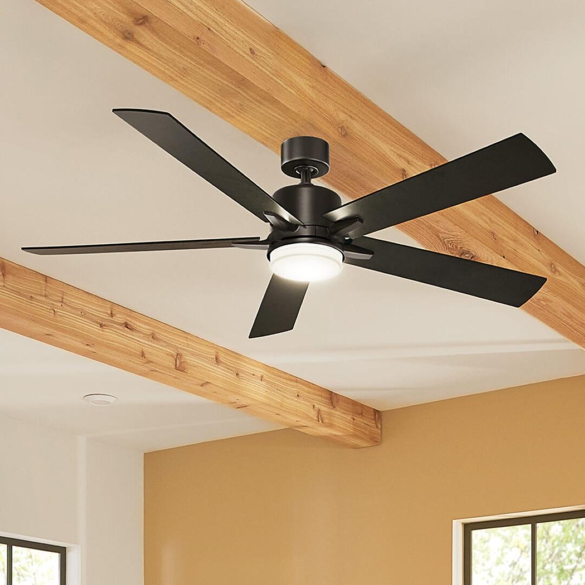Lucian Elite XL 60 Inch Satin Black LED Ceiling Fan with Wall Control - Bees Lighting