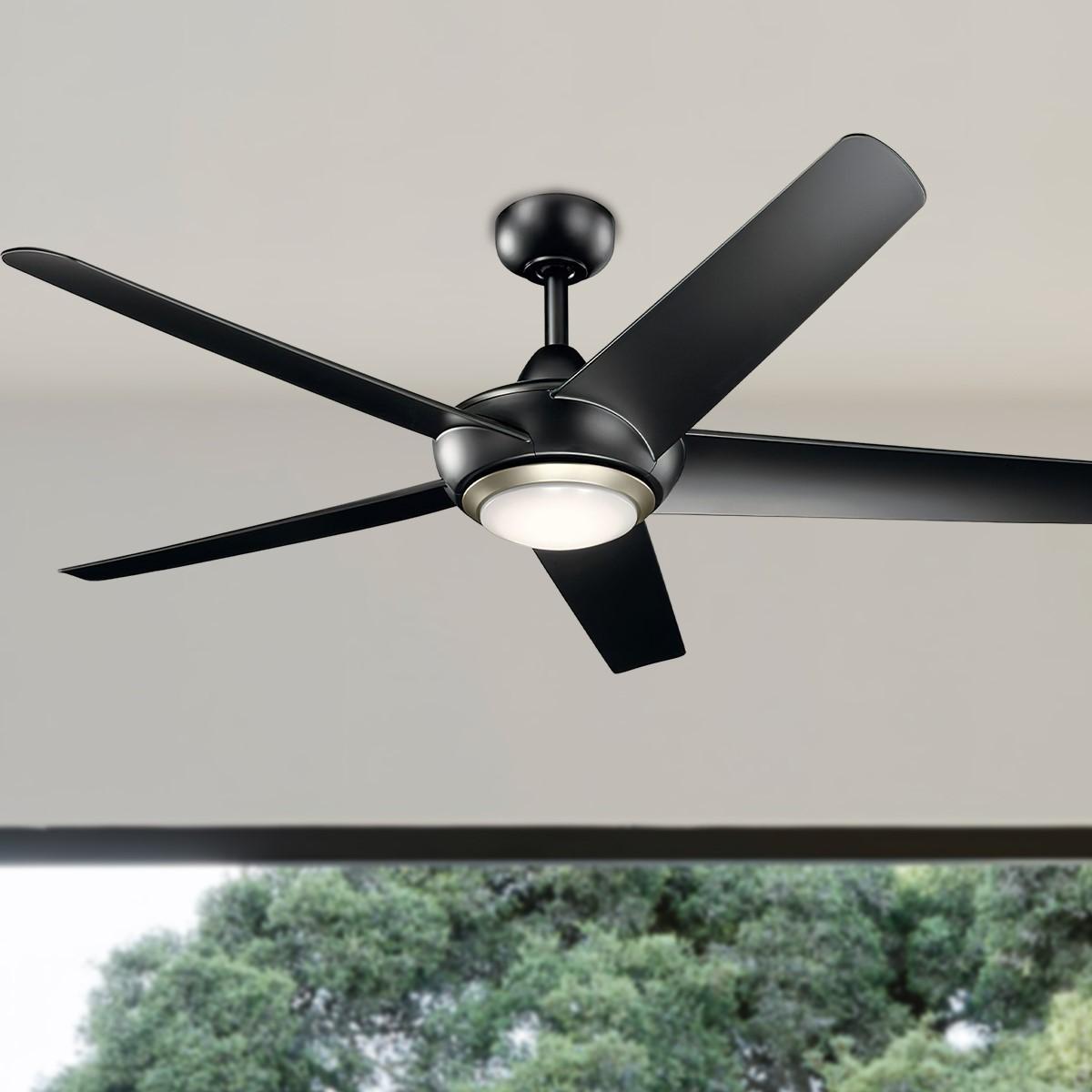 Kapono 52 Inch Satin Black LED Indoor Ceiling Fan with Remote - Bees Lighting