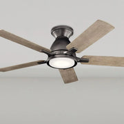 Arvada 44 Inch Anvil Iron LED Ceiling Fan with Wall Control, Reversible Gray and Walnut Blades - Bees Lighting