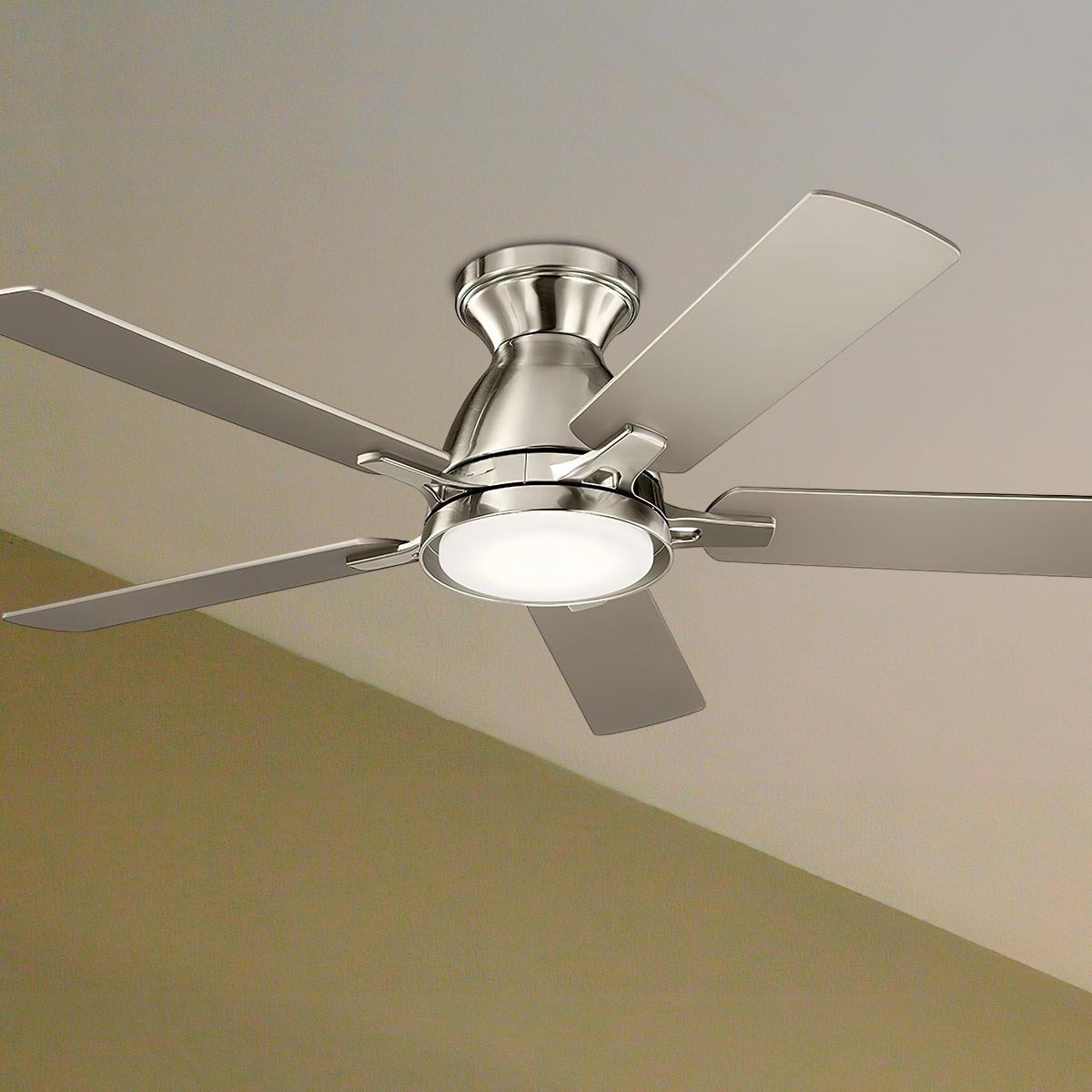Arvada 44 Inch Steel LED Ceiling Fan with Wall Control, Reversible Silver and Walnut Blades - Bees Lighting