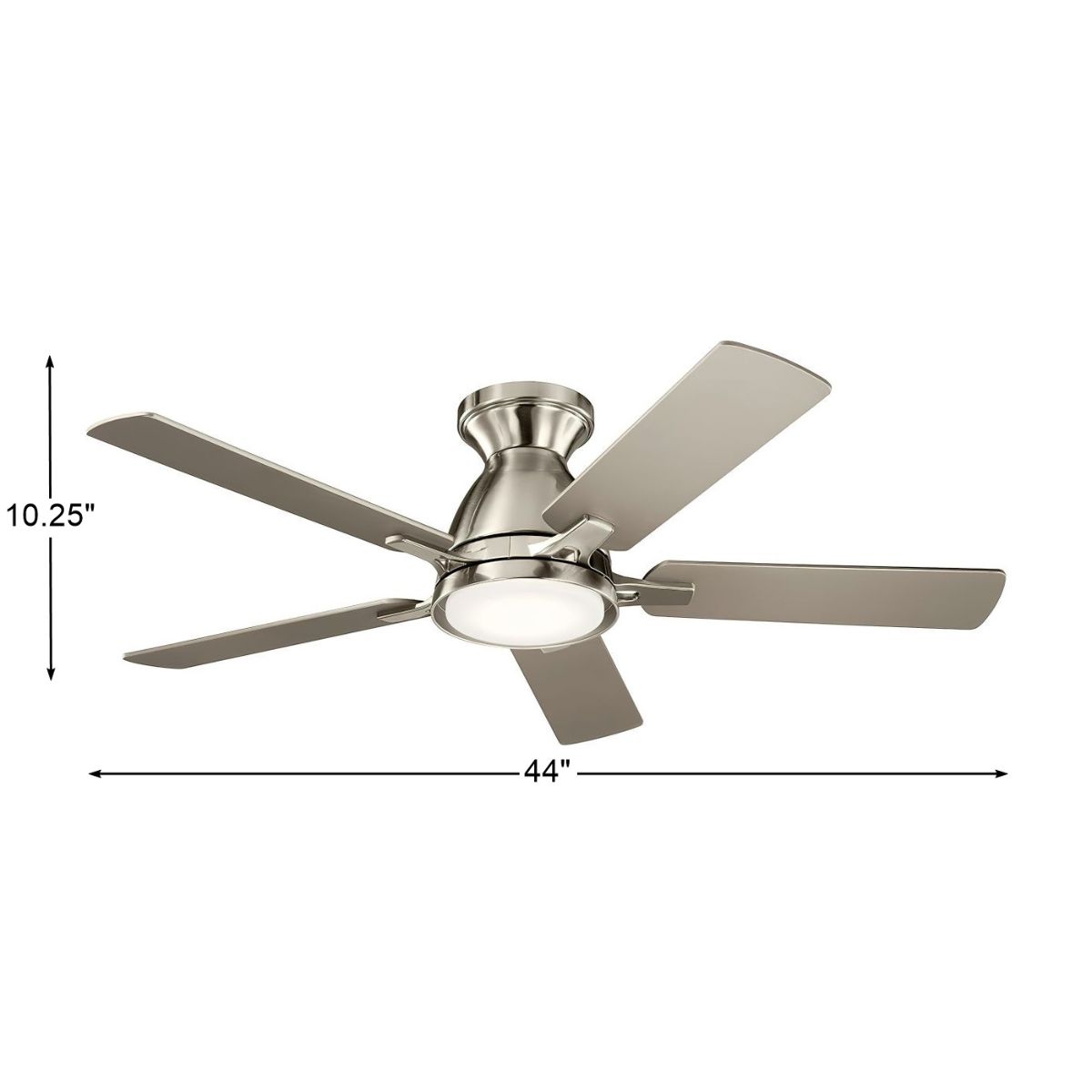 Arvada 44 Inch Steel LED Ceiling Fan with Wall Control, Reversible Silver and Walnut Blades - Bees Lighting