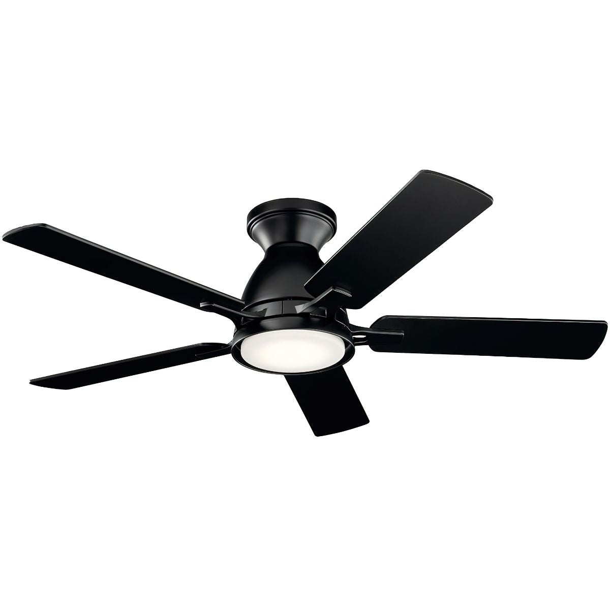 Arvada 44 Inch Satin Black LED Ceiling Fan with Wall Control, Reversible Black and Walnut Blades - Bees Lighting