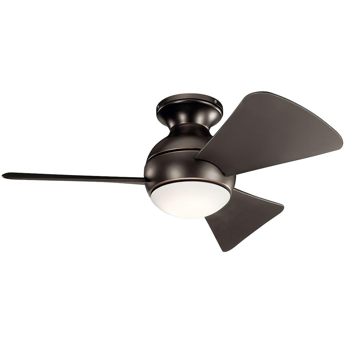 Sola 34 Inch Olde Bronze LED Outdoor Flush Mount Ceiling Fan with Wall Control - Bees Lighting