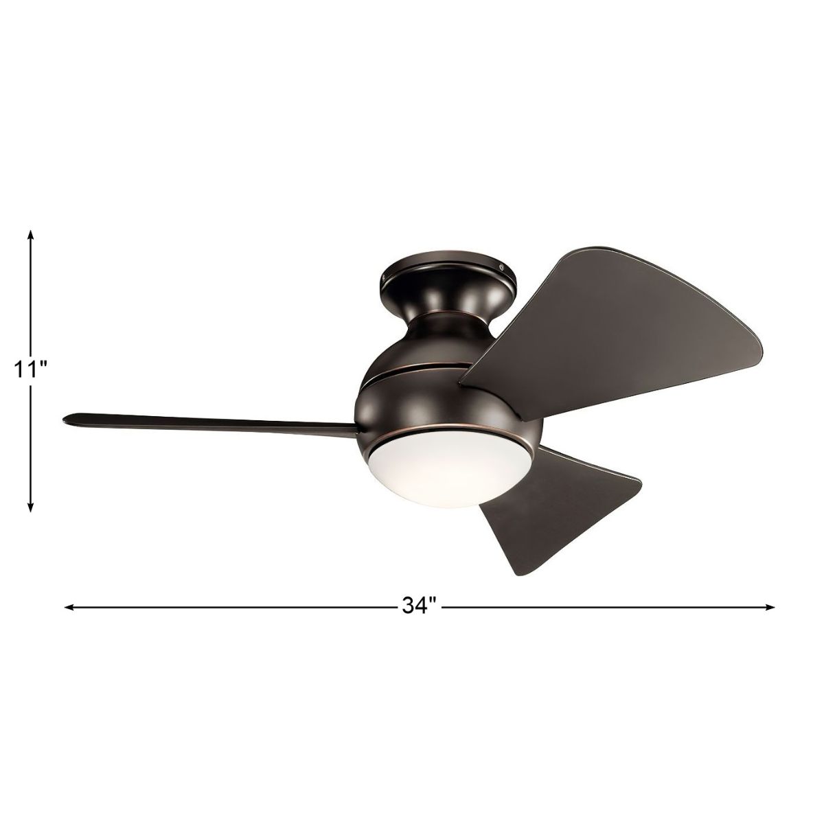 Sola 34 Inch Olde Bronze LED Outdoor Flush Mount Ceiling Fan with Wall Control - Bees Lighting