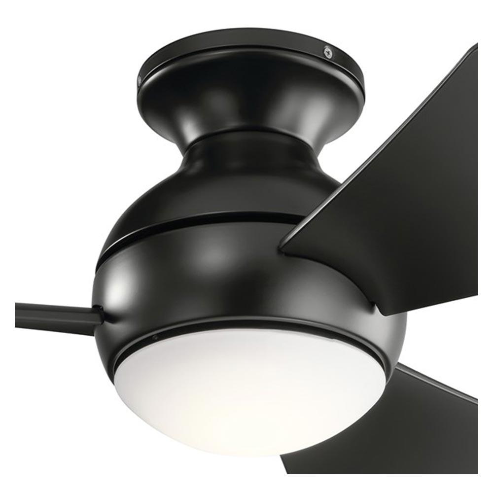 Sola 34 Inch Satin Black LED Outdoor Flush Mount Ceiling Fan with Wall Control - Bees Lighting