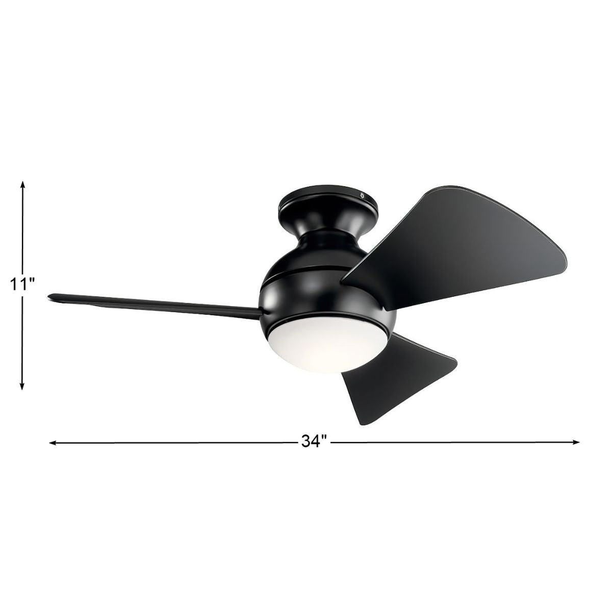 Sola 34 Inch Satin Black LED Outdoor Flush Mount Ceiling Fan with Wall Control - Bees Lighting