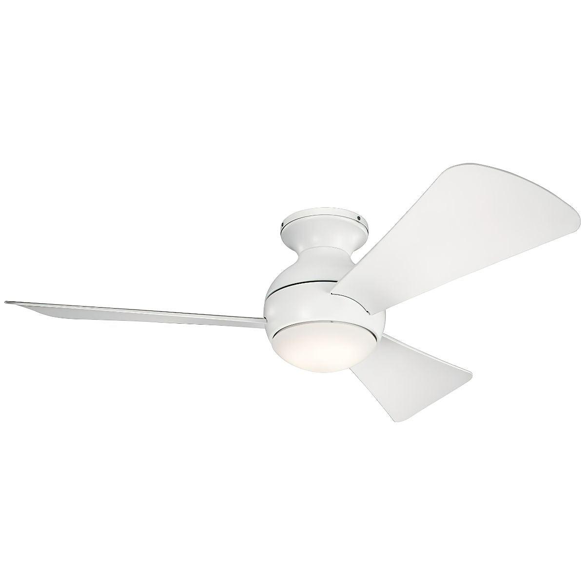 Sola 44 Inch Matte White Wet Rated LED Hugger Ceiling Fan with Wall Control - Bees Lighting