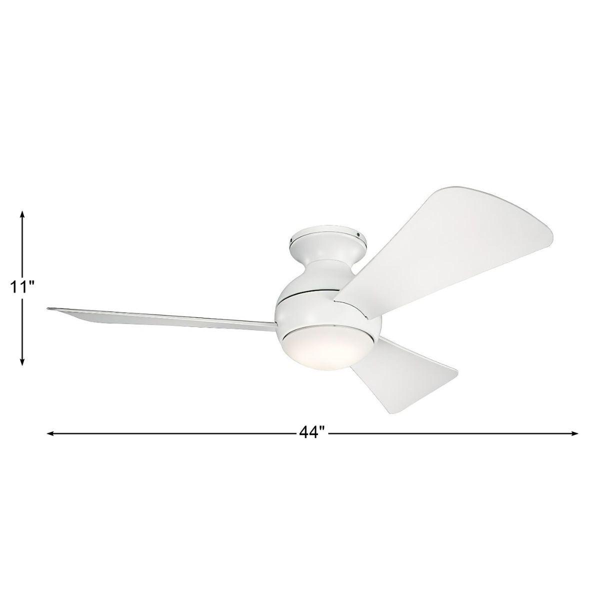 Sola 44 Inch Matte White Wet Rated LED Hugger Ceiling Fan with Wall Control - Bees Lighting