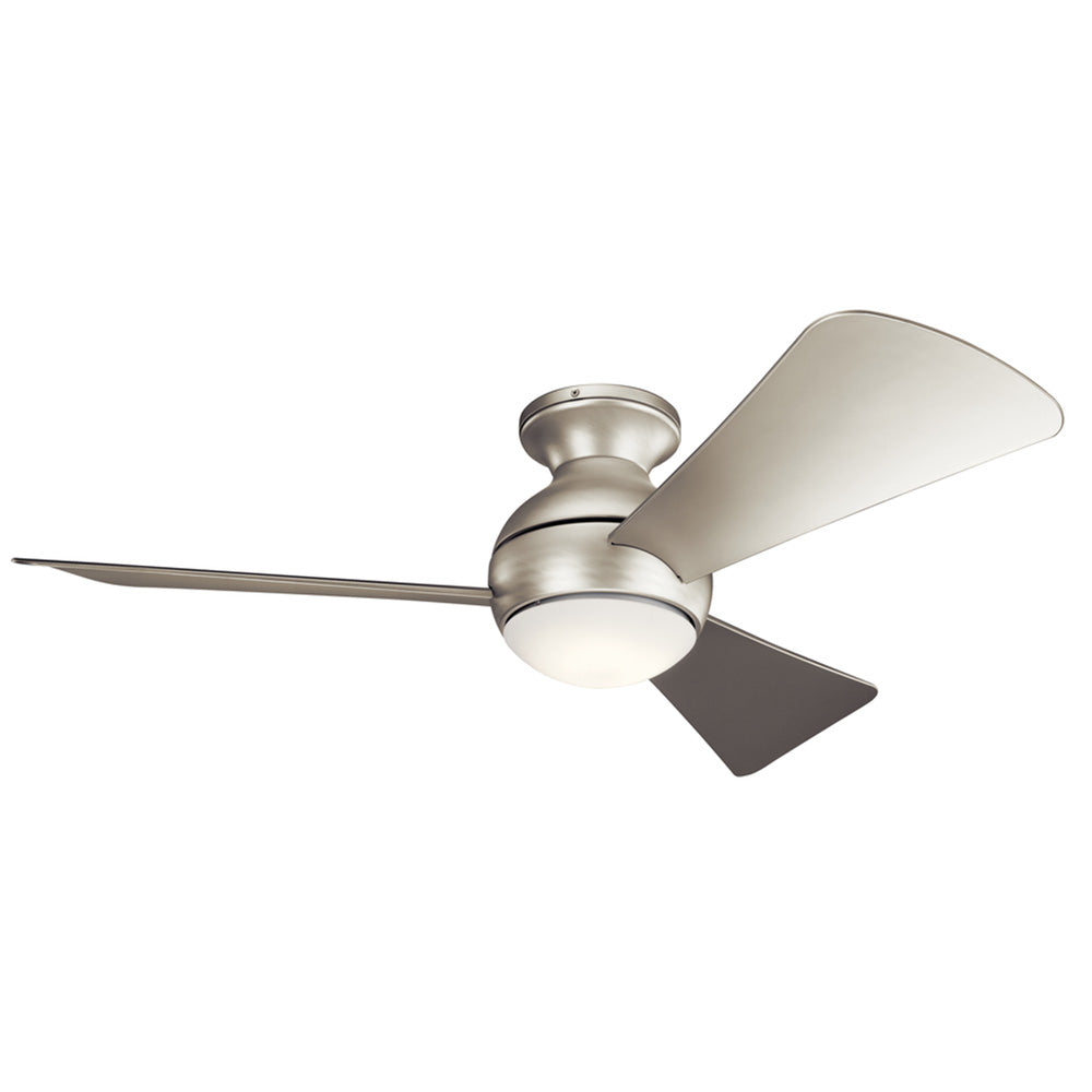 Sola 44 Inch Brushed Nickel Wet Rated LED Hugger Ceiling Fan with Wall Control - Bees Lighting