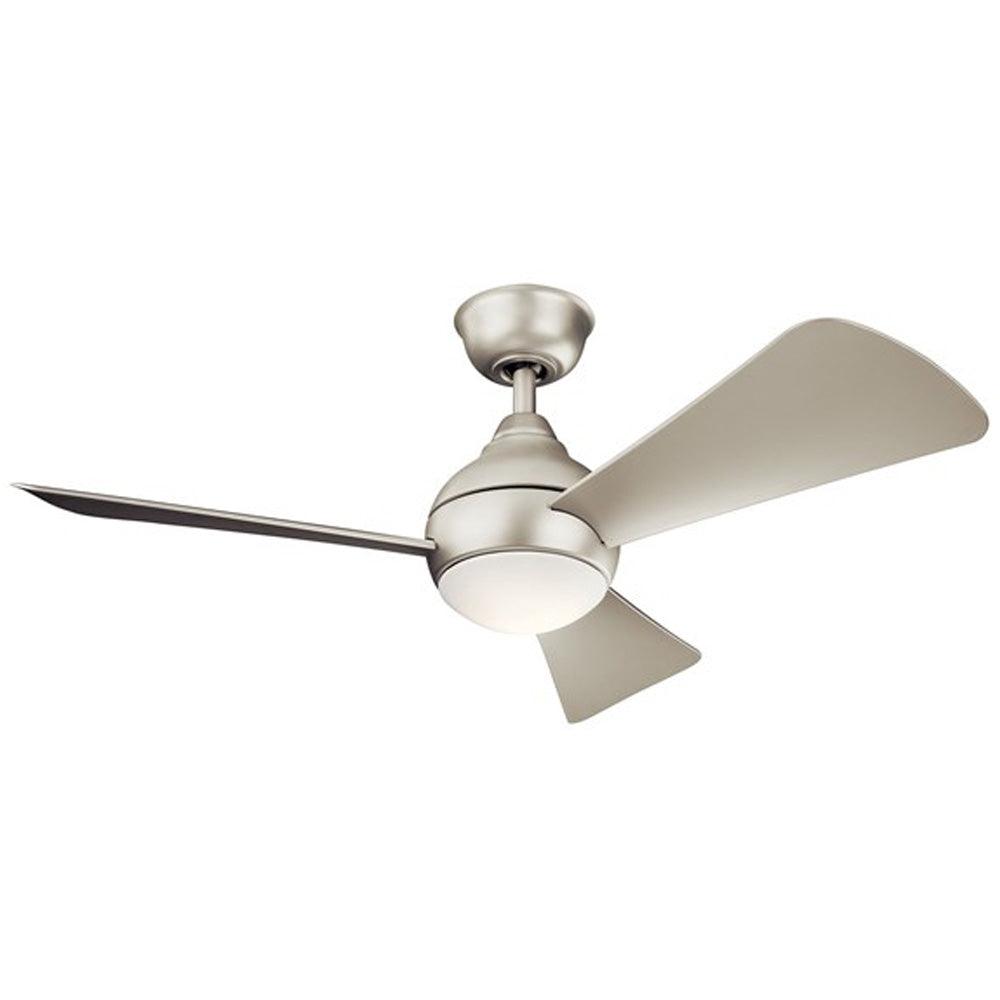 Sola 44 Inch Brushed Nickel Wet Rated LED Hugger Ceiling Fan with Wall Control - Bees Lighting