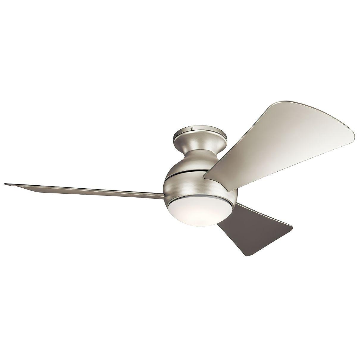Sola 44 Inch Brushed Nickel Wet Rated LED Hugger Ceiling Fan with Wall Control - Bees Lighting