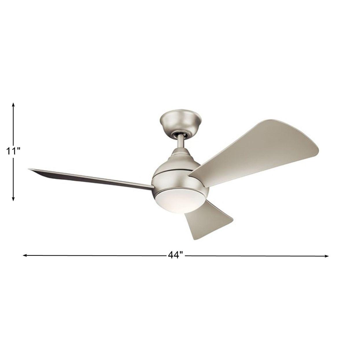 Sola 44 Inch Brushed Nickel Wet Rated LED Hugger Ceiling Fan with Wall Control - Bees Lighting