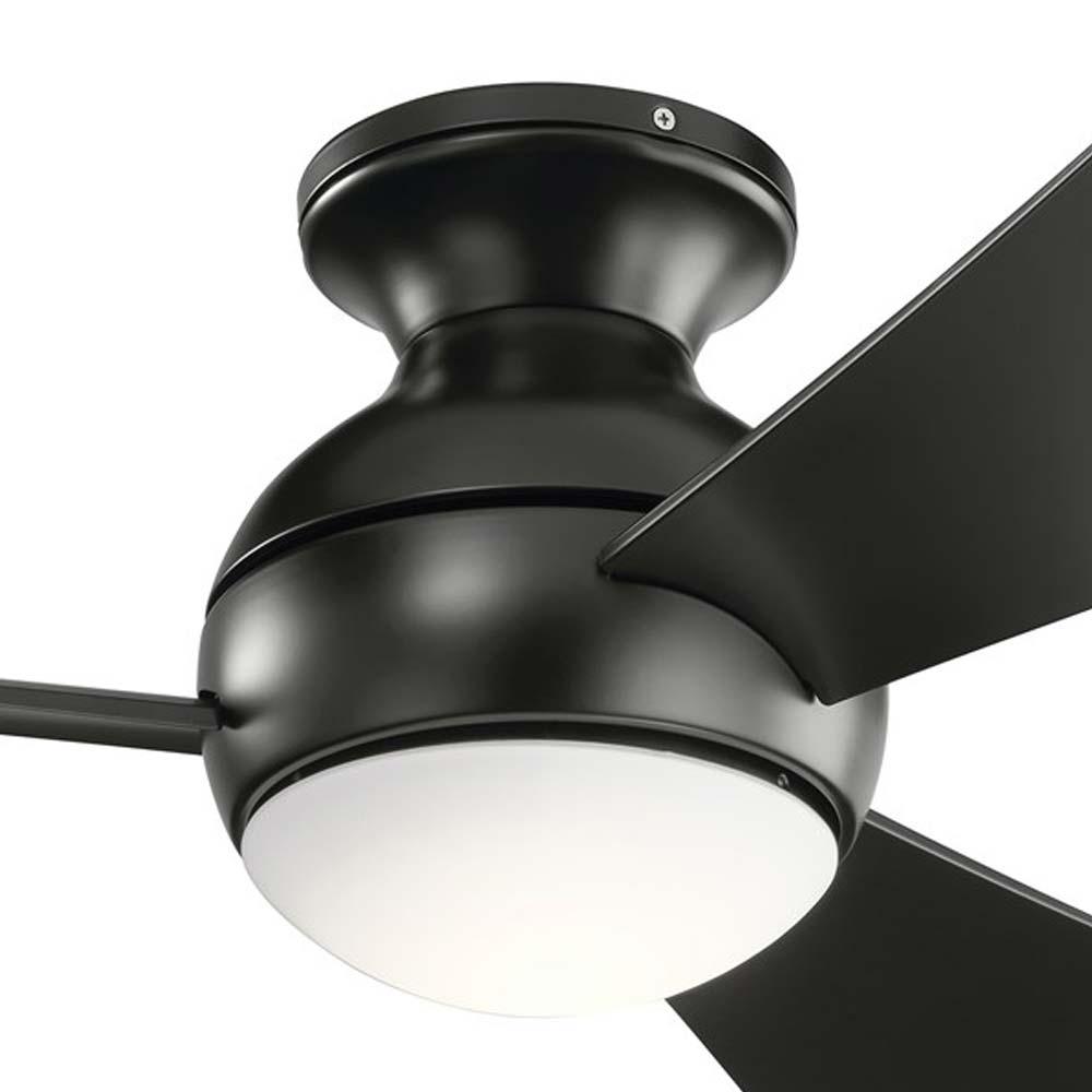 Sola 44 Inch Satin Black Wet Rated LED Flush Mount Ceiling Fan with Wall Control - Bees Lighting