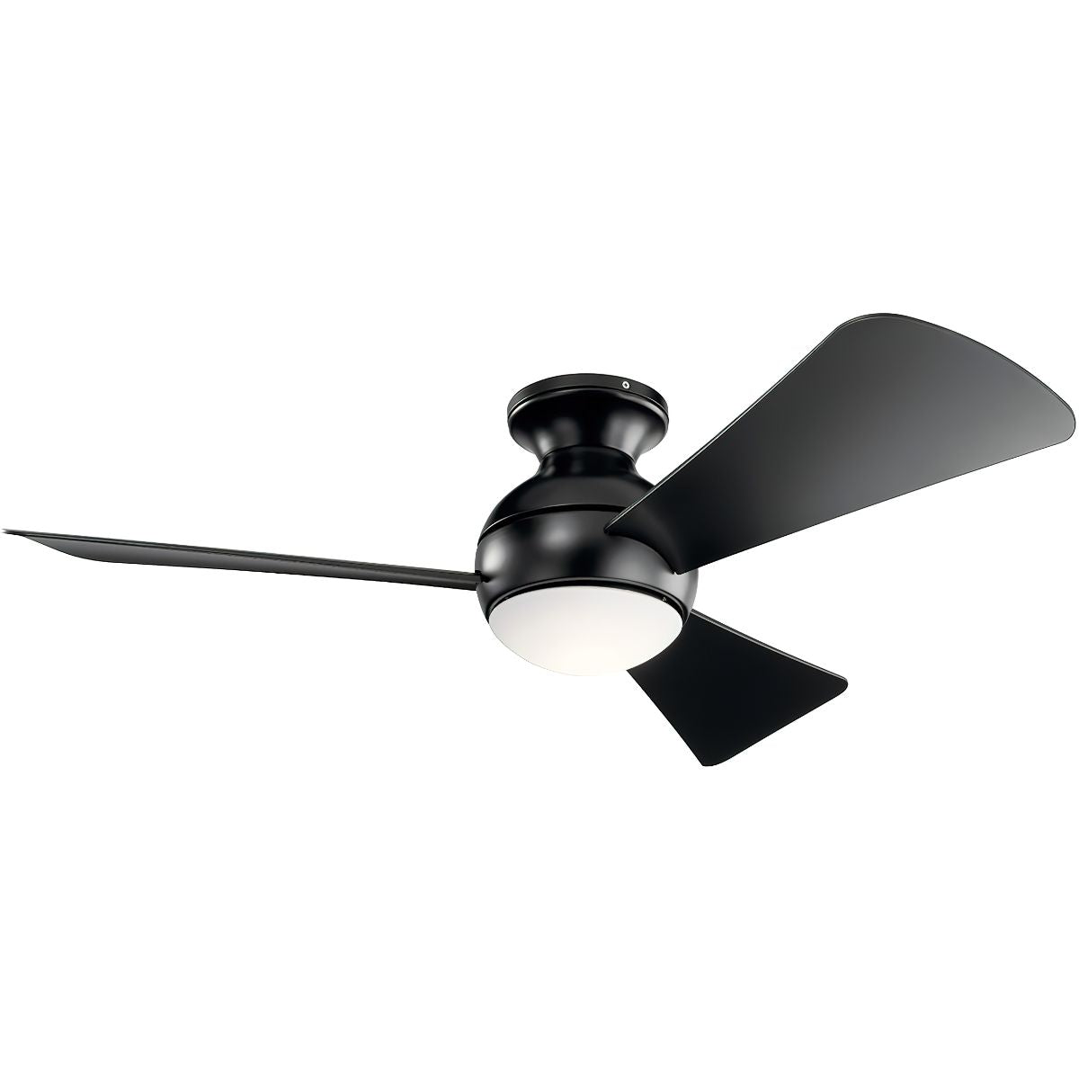 Sola 44 Inch Satin Black Wet Rated LED Flush Mount Ceiling Fan with Wall Control - Bees Lighting