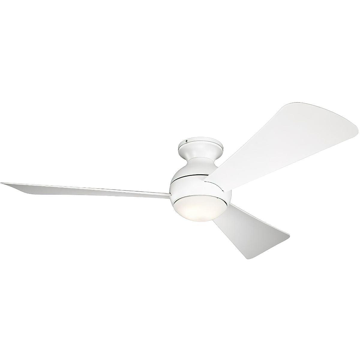 Sola 54 Inch Matte White Wet Rated LED Hugger Ceiling Fan with Wall Control - Bees Lighting