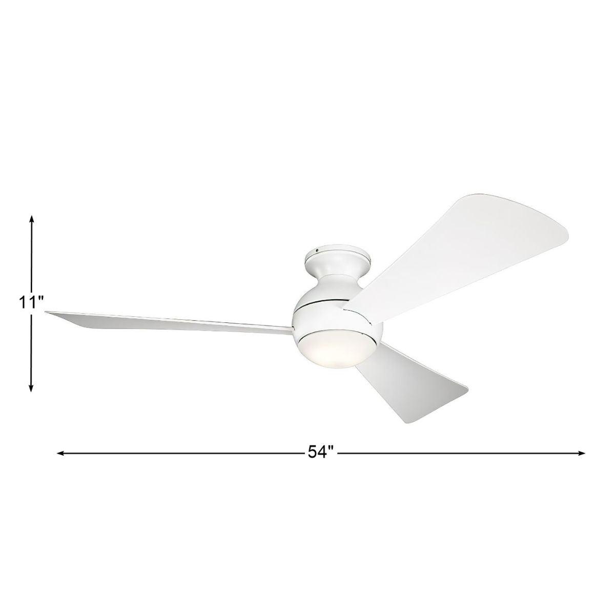 Sola 54 Inch Matte White Wet Rated LED Hugger Ceiling Fan with Wall Control - Bees Lighting