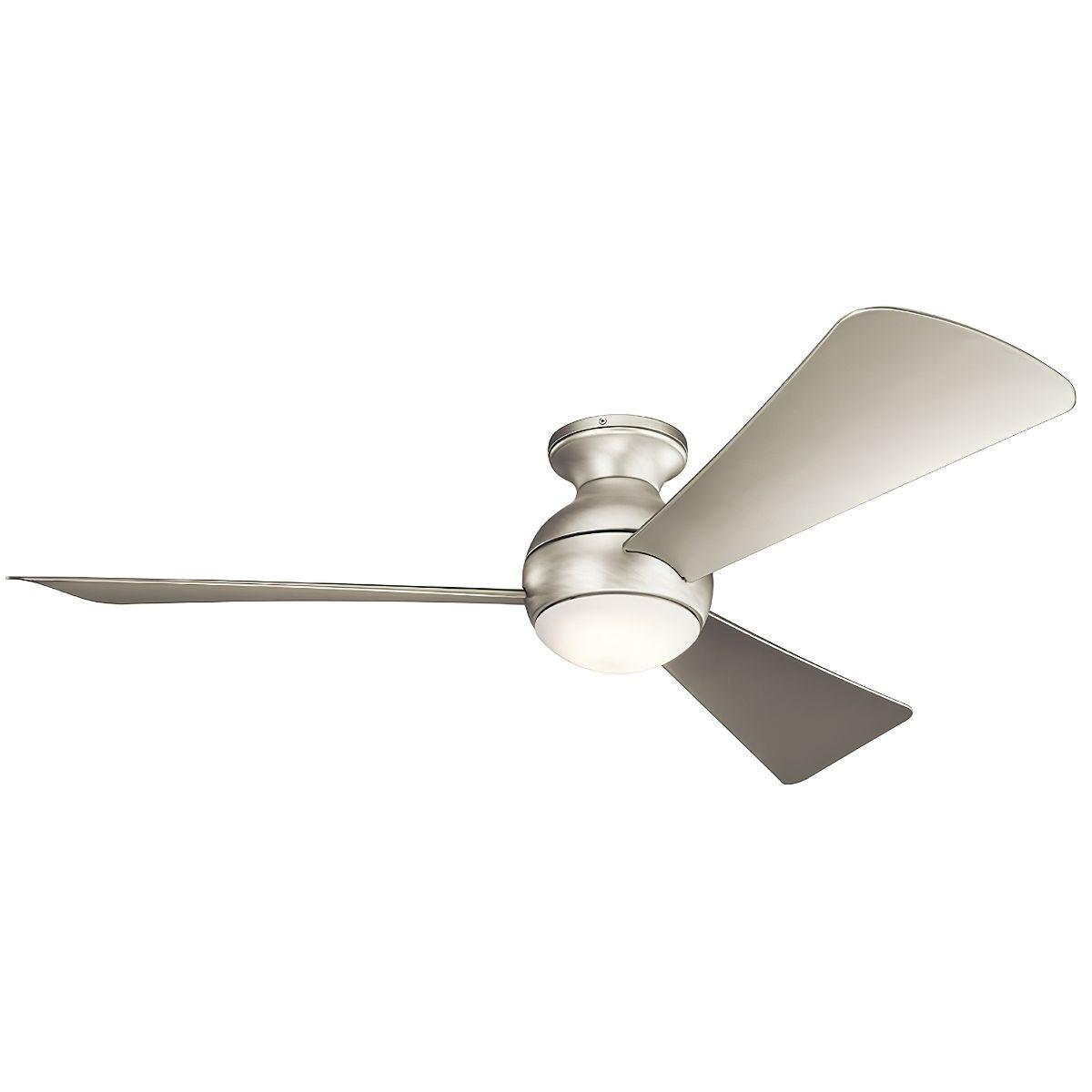 Sola 54 Inch Brushed Nickel Wet Rated LED Hugger Ceiling Fan with Wall Control - Bees Lighting
