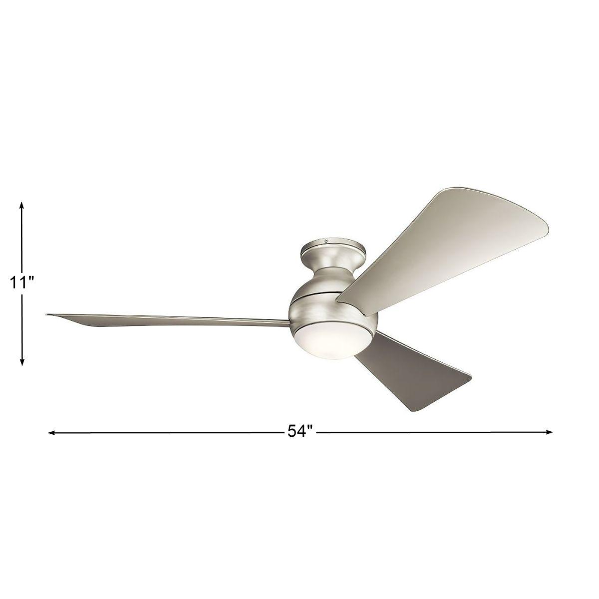 Sola 54 Inch Brushed Nickel Wet Rated LED Hugger Ceiling Fan with Wall Control - Bees Lighting