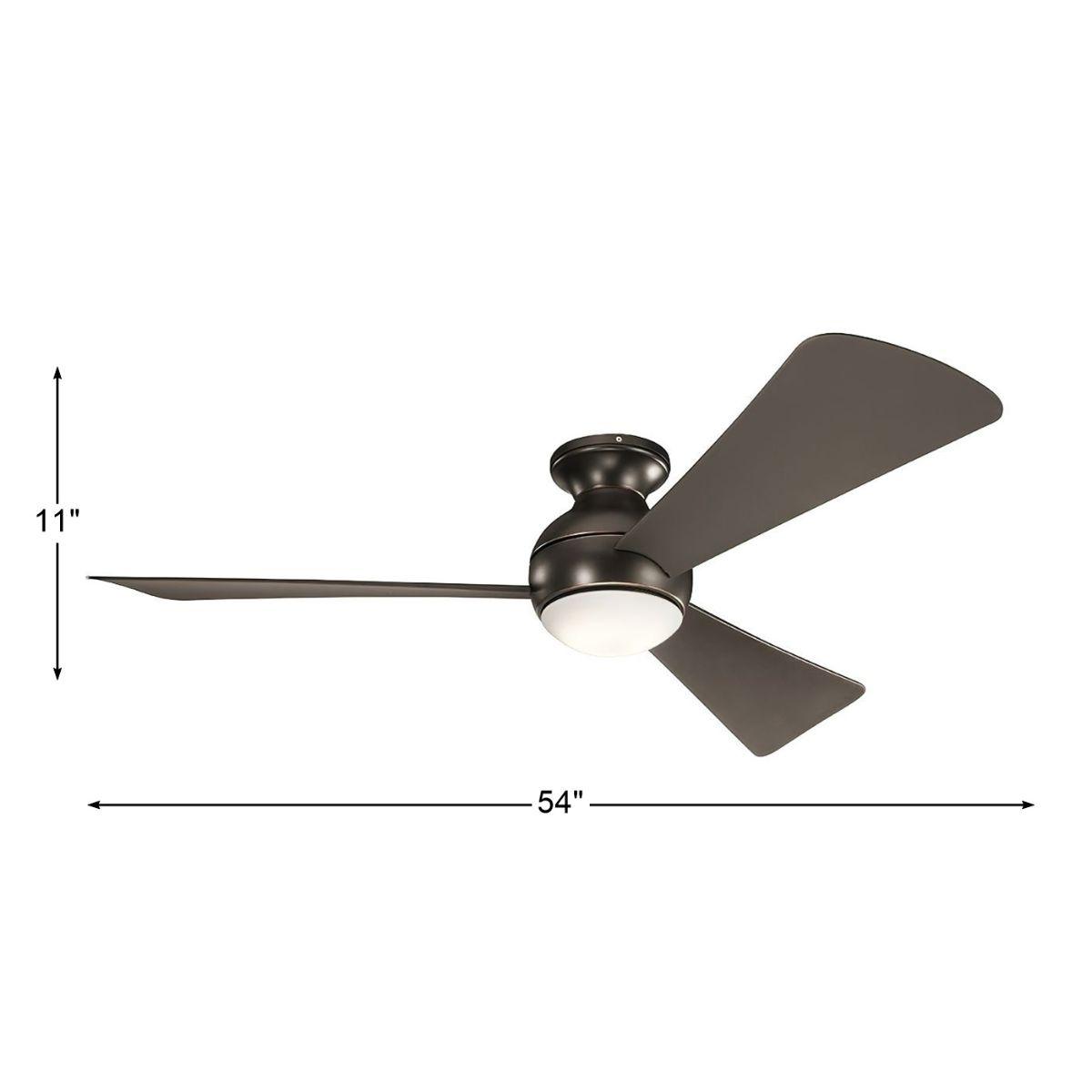 Sola 54 Inch Olde Bronze Wet Rated LED Hugger Ceiling Fan with Wall Control - Bees Lighting