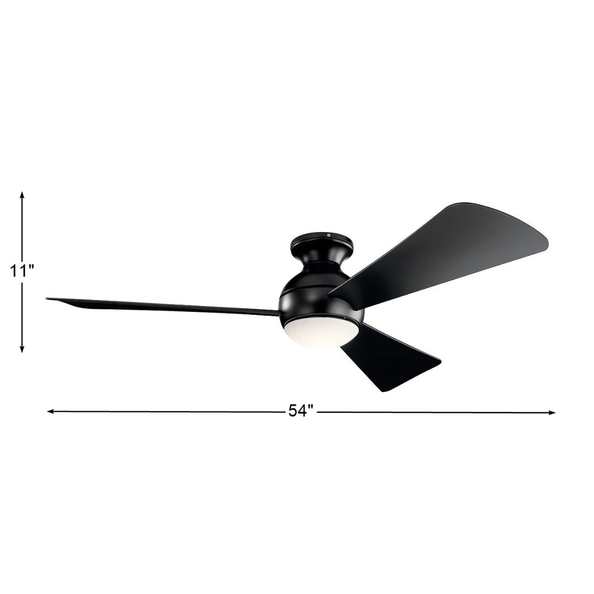 Sola 54 Inch Satin Black Wet Rated LED Hugger Ceiling Fan with Wall Control - Bees Lighting