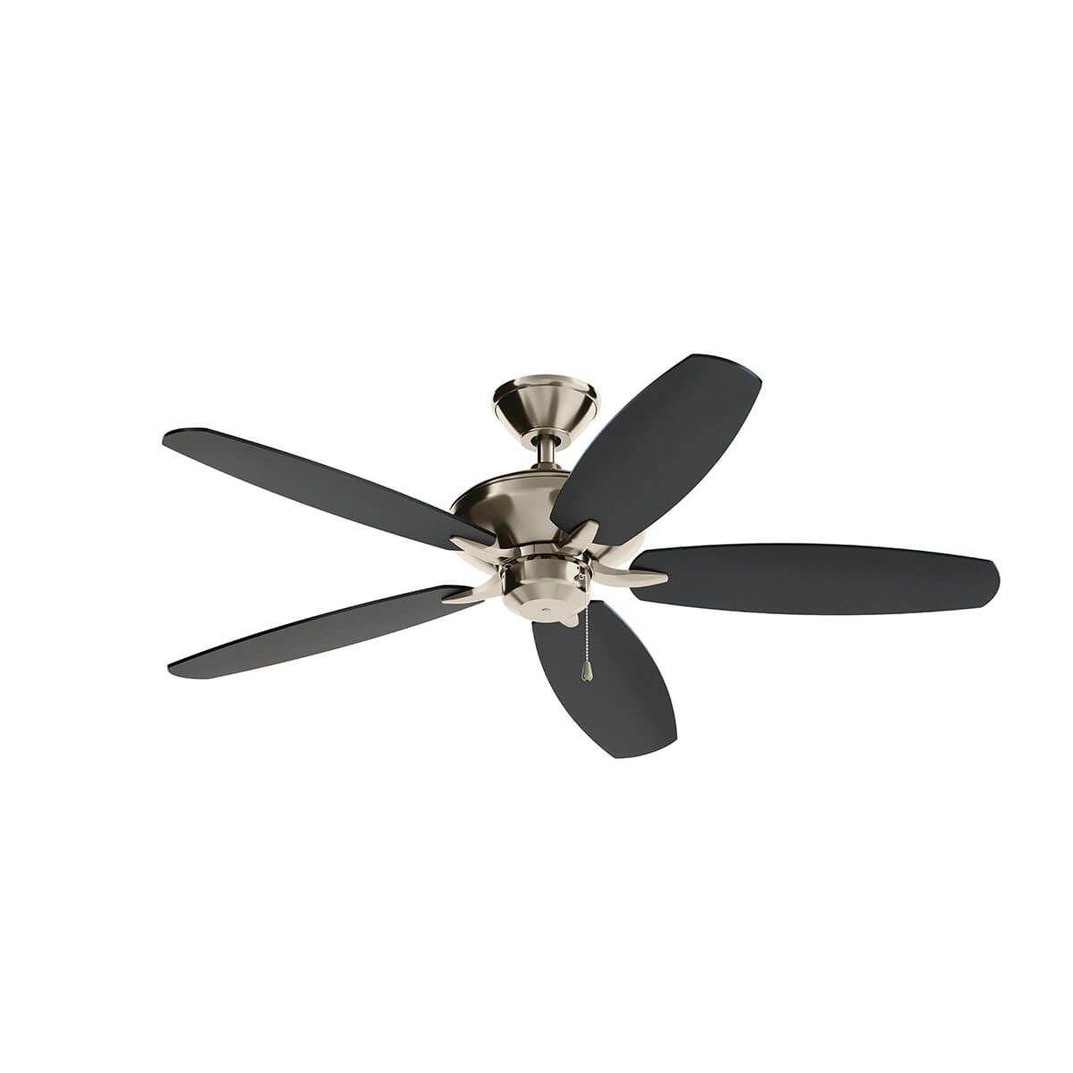 Renew 52 Inch Brushed Stainless Steel Simple Ceiling Fan with Pull Chain - Bees Lighting