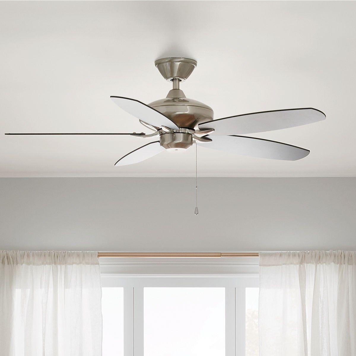 Renew 52 Inch Brushed Stainless Steel Simple Ceiling Fan with Pull Chain - Bees Lighting