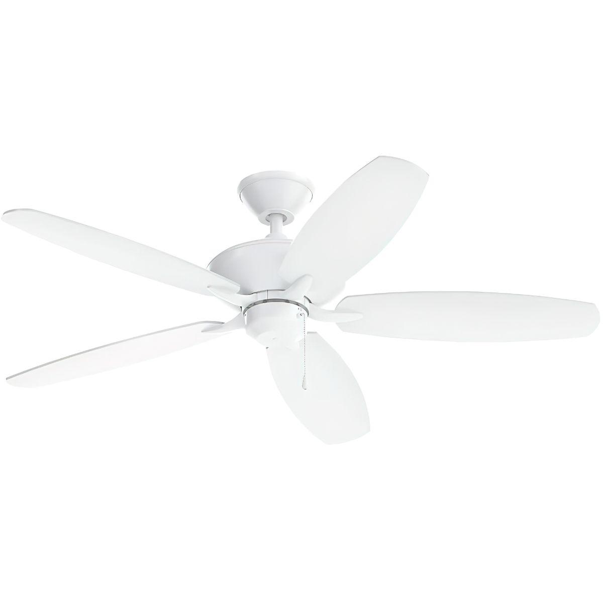 Renew 52 Inch Matte White Simple Ceiling Fan with Pull Chain - Bees Lighting