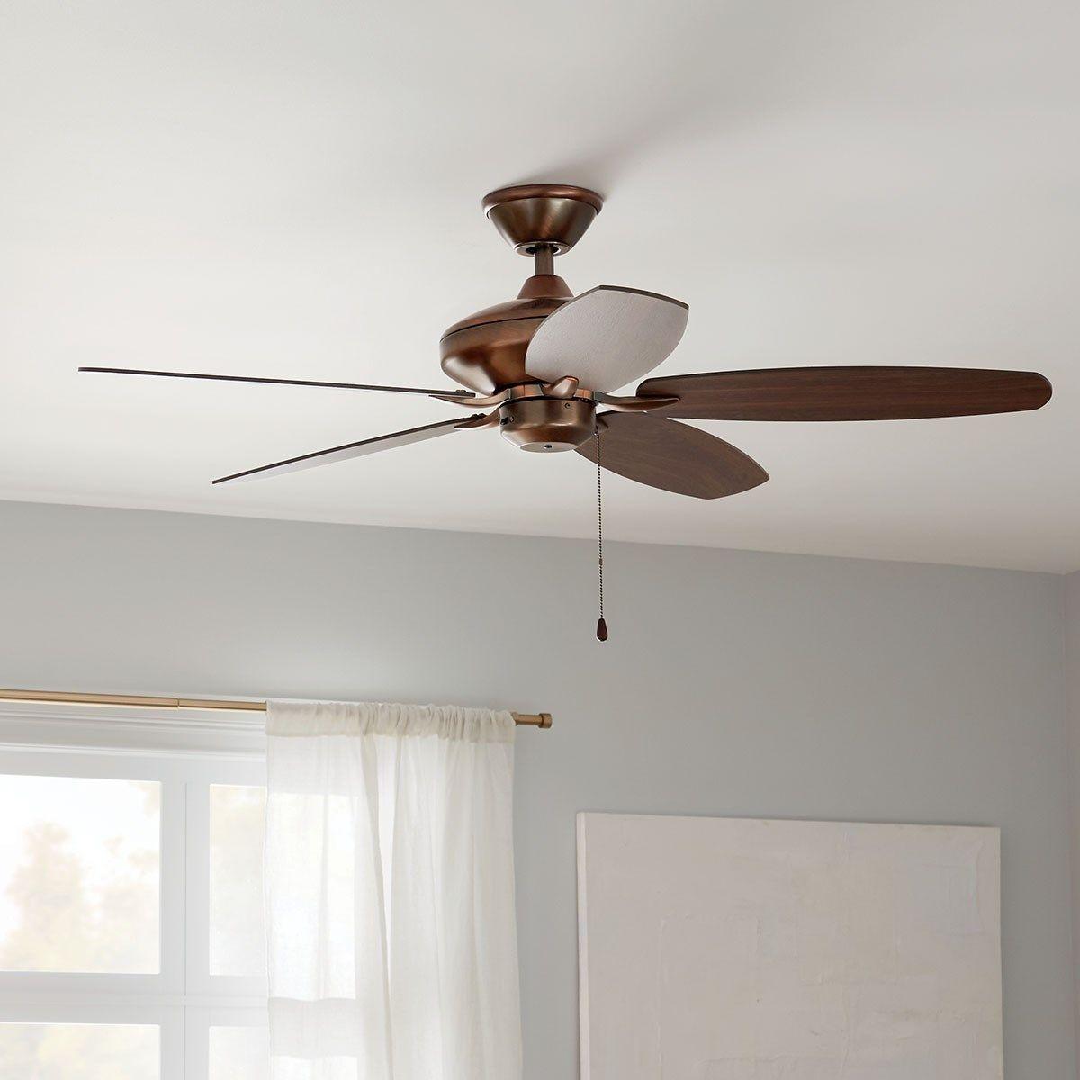 Renew 52 Inch Oil Brushed Bronze Simple Ceiling Fan with Pull Chain - Bees Lighting