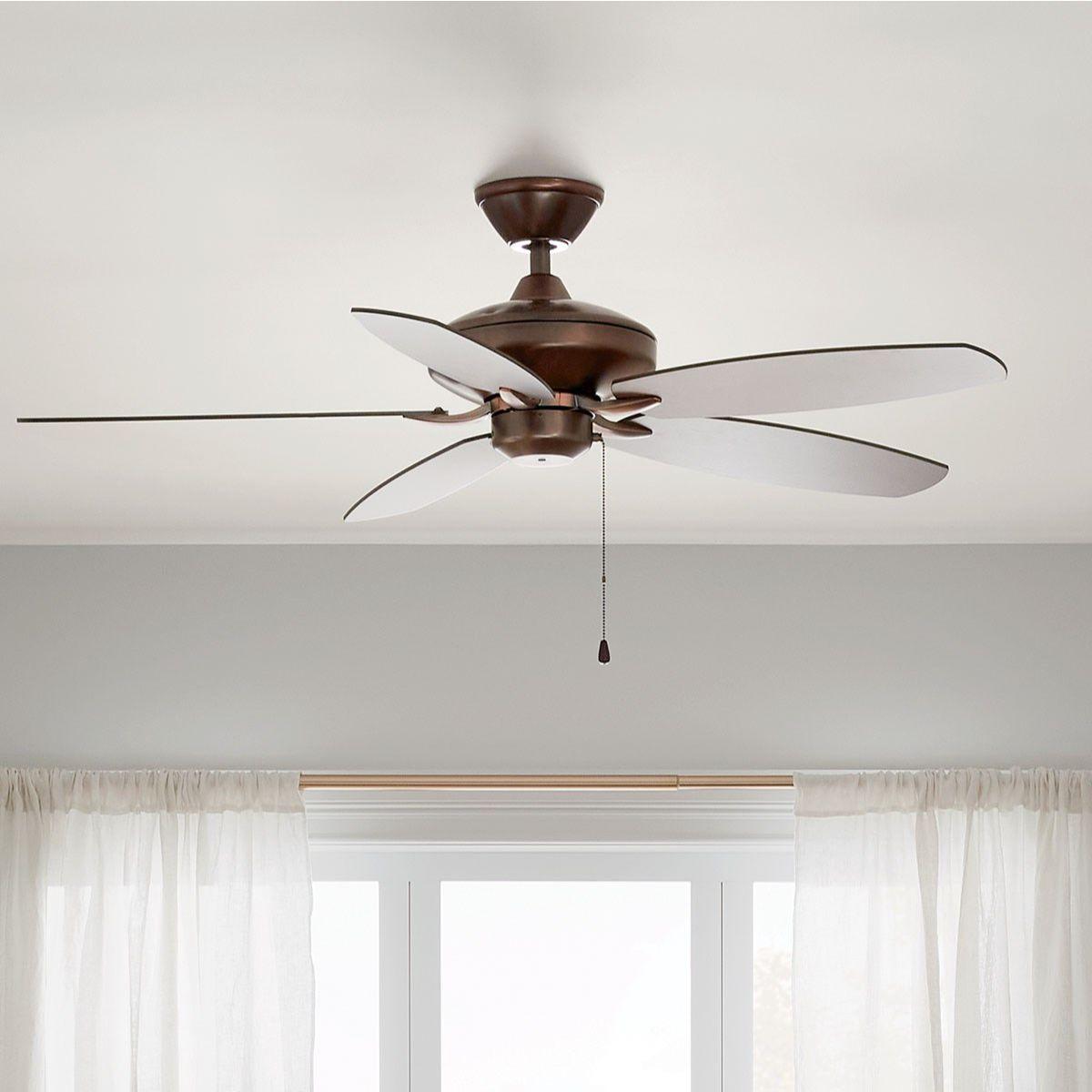 Renew 52 Inch Oil Brushed Bronze Simple Ceiling Fan with Pull Chain - Bees Lighting