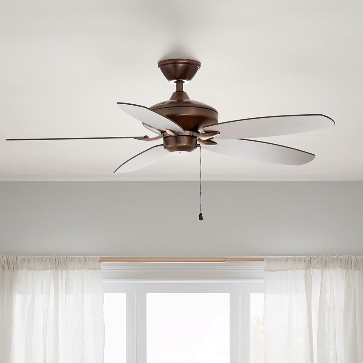 Renew 52 Inch Oil Brushed Bronze Simple Ceiling Fan with Pull Chain - Bees Lighting