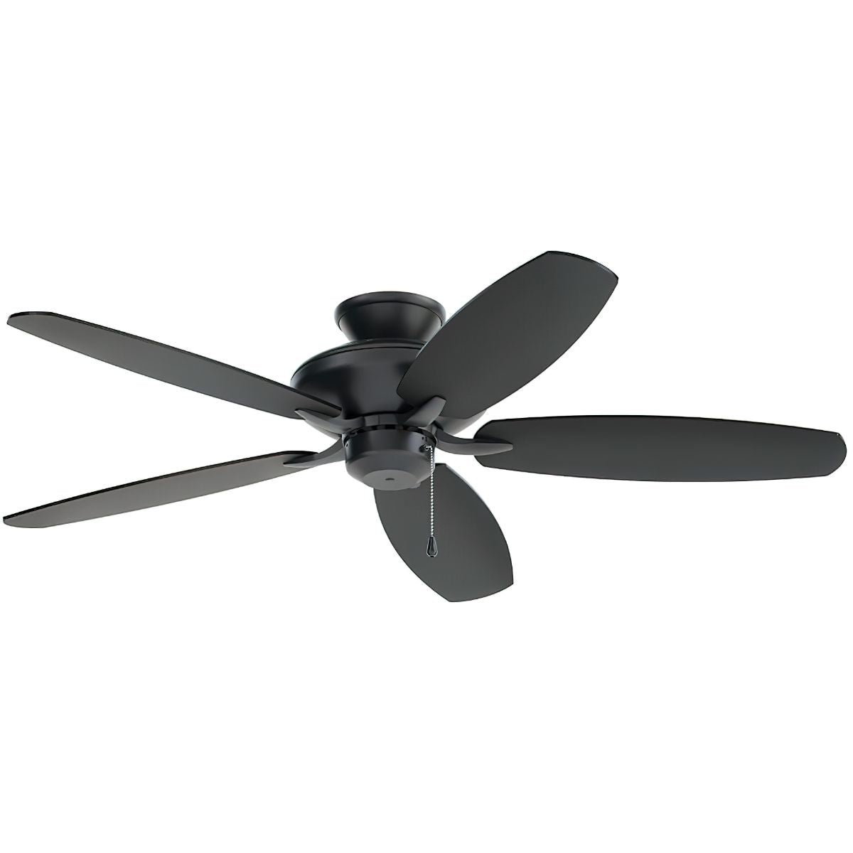 Renew 52 Inch Satin Black Simple Ceiling Fan with Pull Chain - Bees Lighting