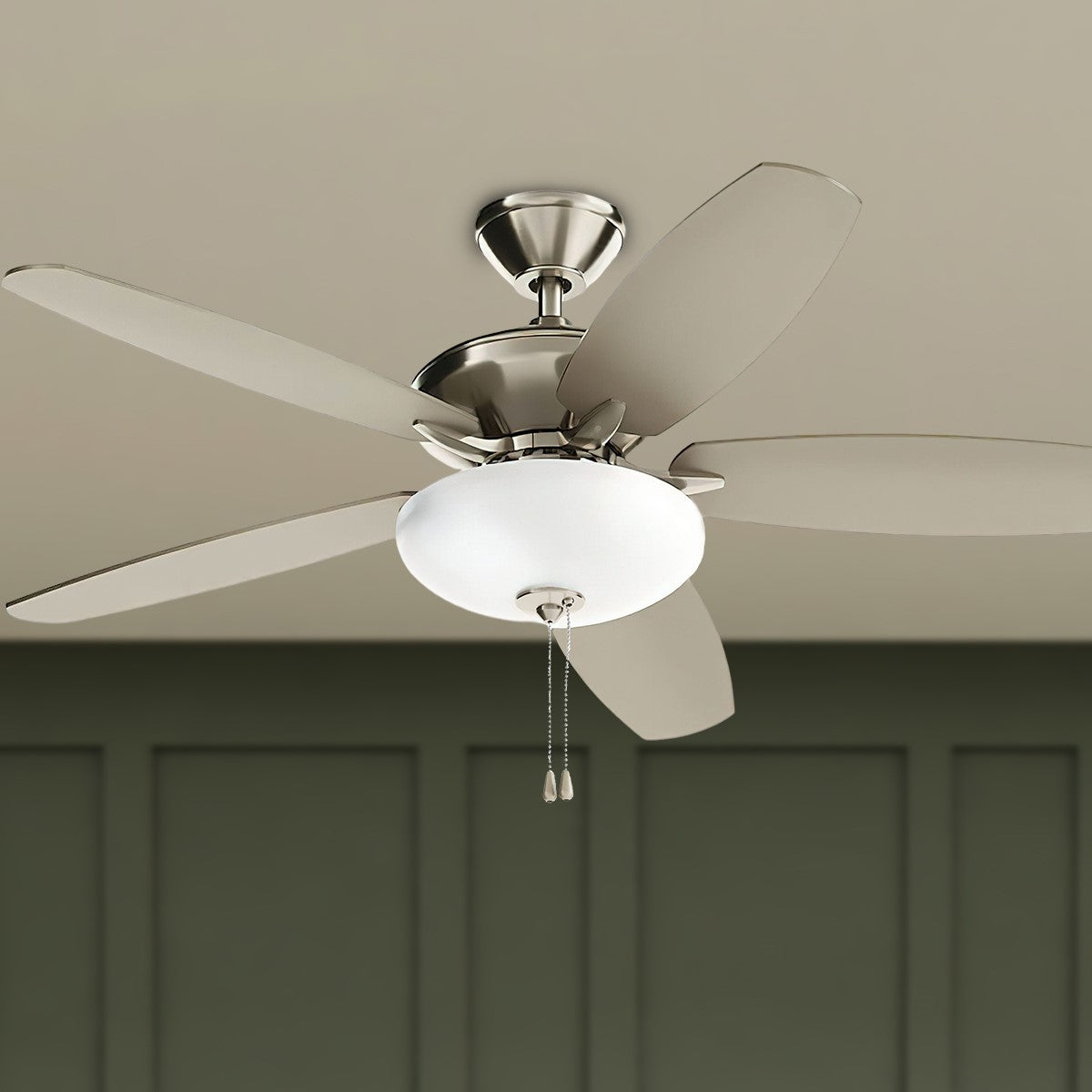 Renew Select 52 Inch Brushed Stainless Steel LED Ceiling Fan with Light Kit and Pull Chain - Bees Lighting