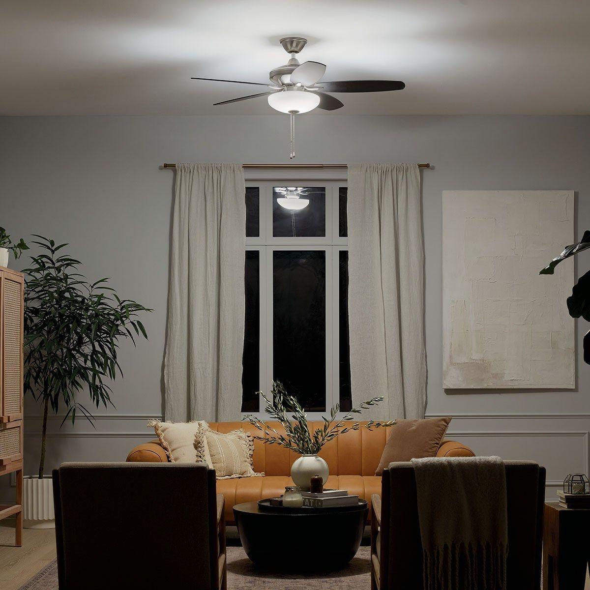 Renew Select 52 Inch Brushed Stainless Steel LED Ceiling Fan with Light Kit and Pull Chain - Bees Lighting