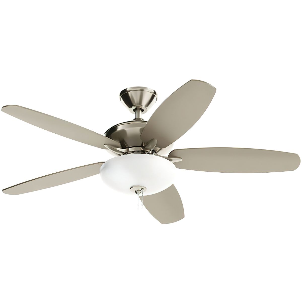 Renew Select 52 Inch Brushed Stainless Steel LED Ceiling Fan with Light Kit and Pull Chain - Bees Lighting