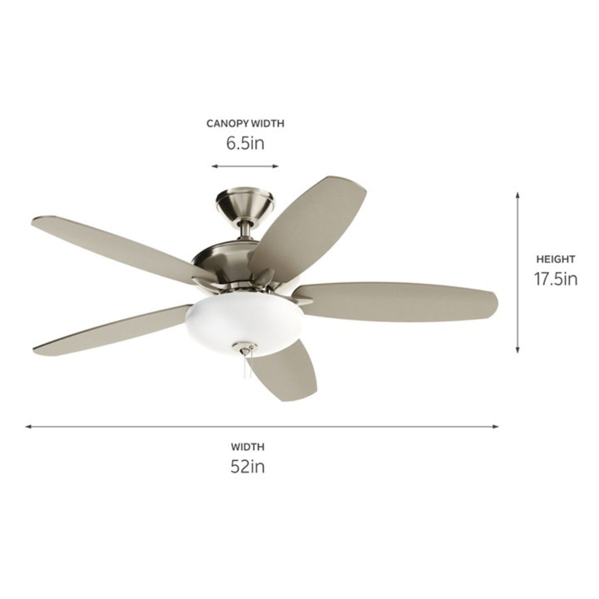 Renew Select 52 Inch Contemporary Ceiling Fan With Light - Bees Lighting