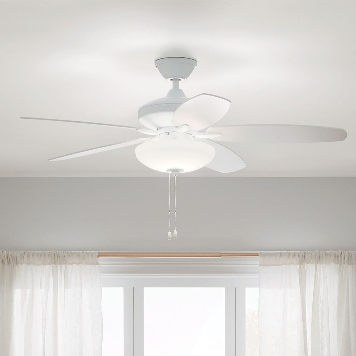 Renew Select 52 Inch Matte White LED Ceiling Fan with Light Kit and Pull Chain - Bees Lighting
