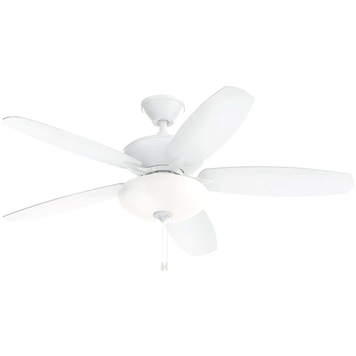 Renew Select 52 Inch Matte White LED Ceiling Fan with Light Kit and Pull Chain - Bees Lighting