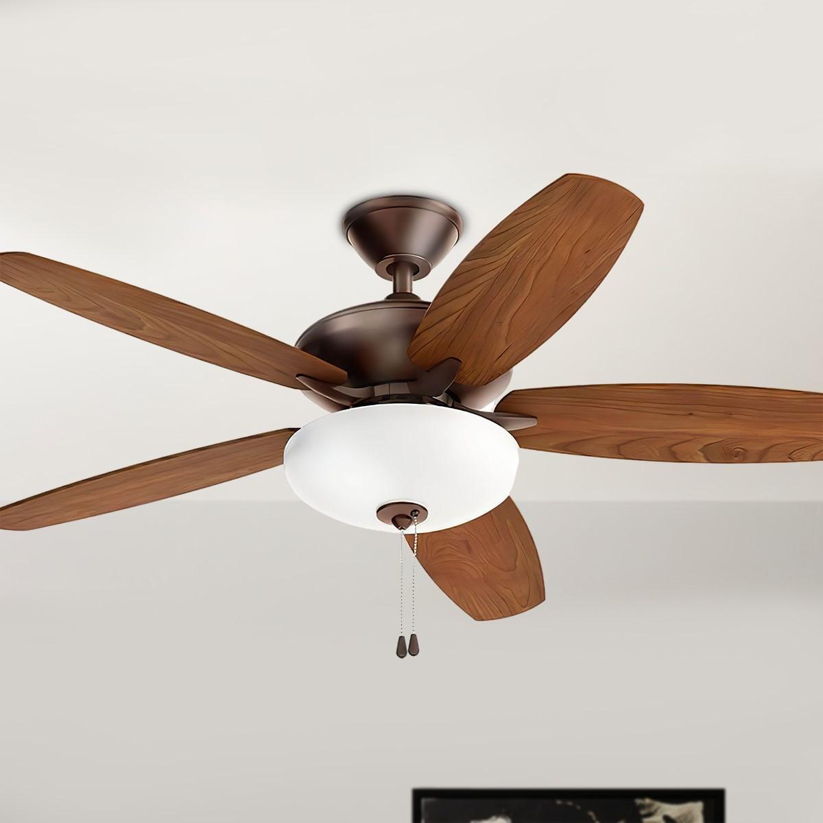 Renew Select 52 Inch Oil Brushed Bronze LED Ceiling Fan with Light Kit and Pull Chain - Bees Lighting
