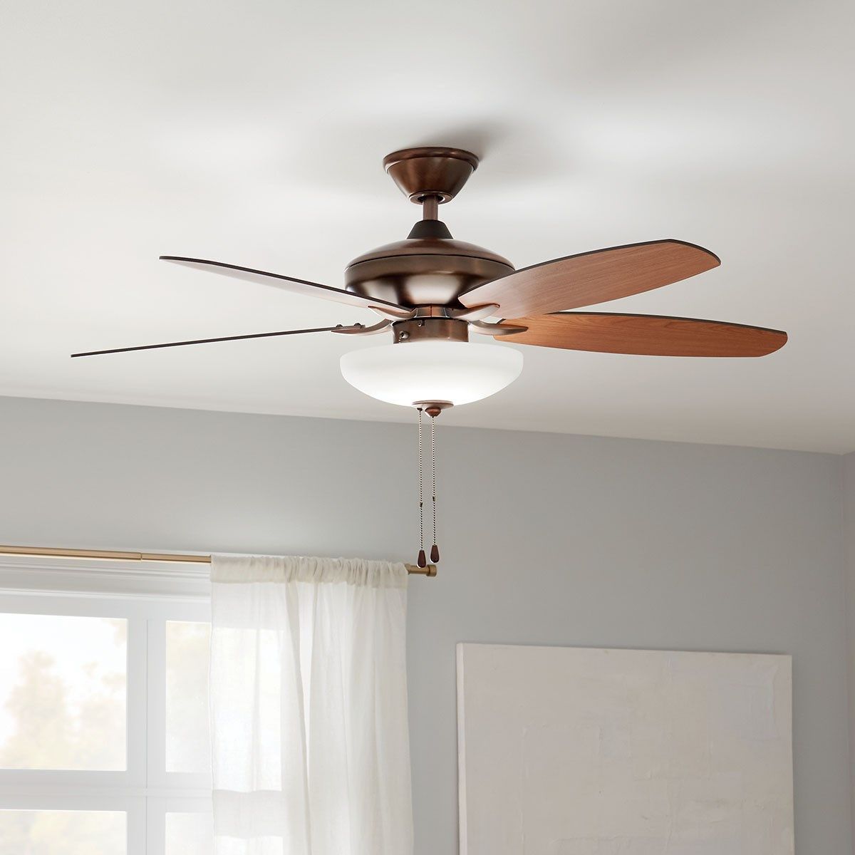 Renew Select 52 Inch Oil Brushed Bronze LED Ceiling Fan with Light Kit and Pull Chain - Bees Lighting