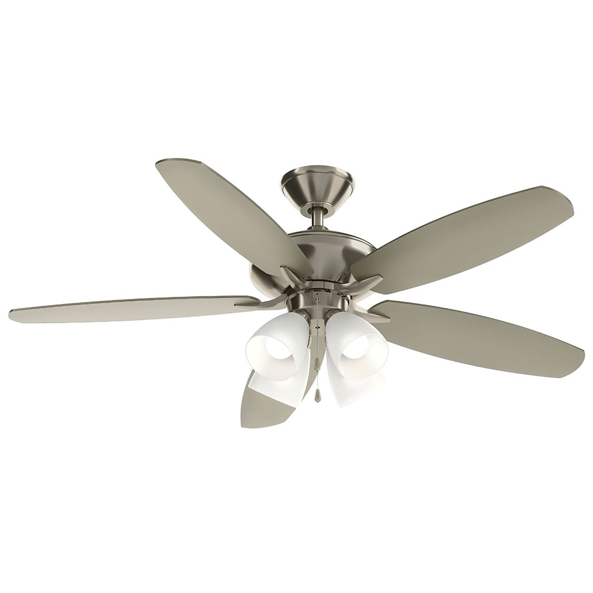 Renew Premier 52 Inch Brushed Stainless Steel LED Ceiling Fan with Light Kit and Pull Chain - Bees Lighting