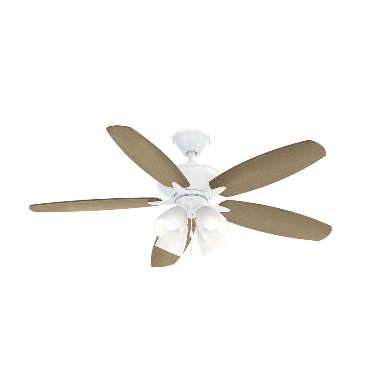 Renew Premier 52 Inch Matte White LED Ceiling Fan with Light Kit and Pull Chain - Bees Lighting